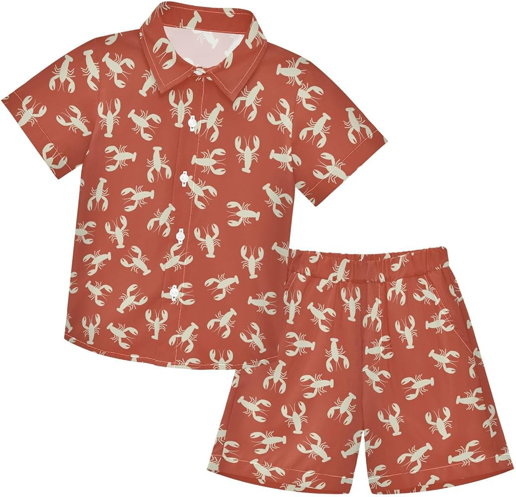 SLHKPNS Boys Shorts Sets Hawaiian Outfit Kids Summer Button Down Shirt and Short 2 Piece Sets for... | Amazon (US)