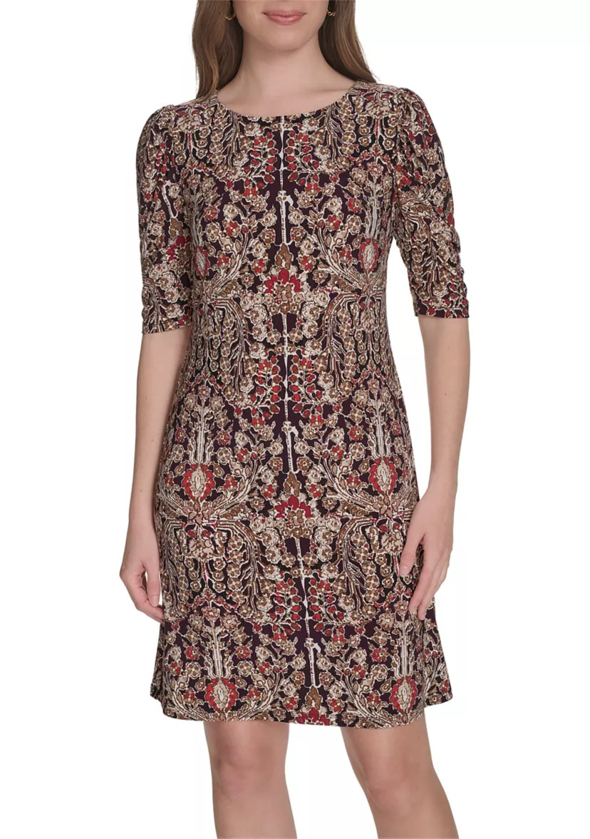 Women's Short Ruched Sleeve Jersey Shift Dress | Belk