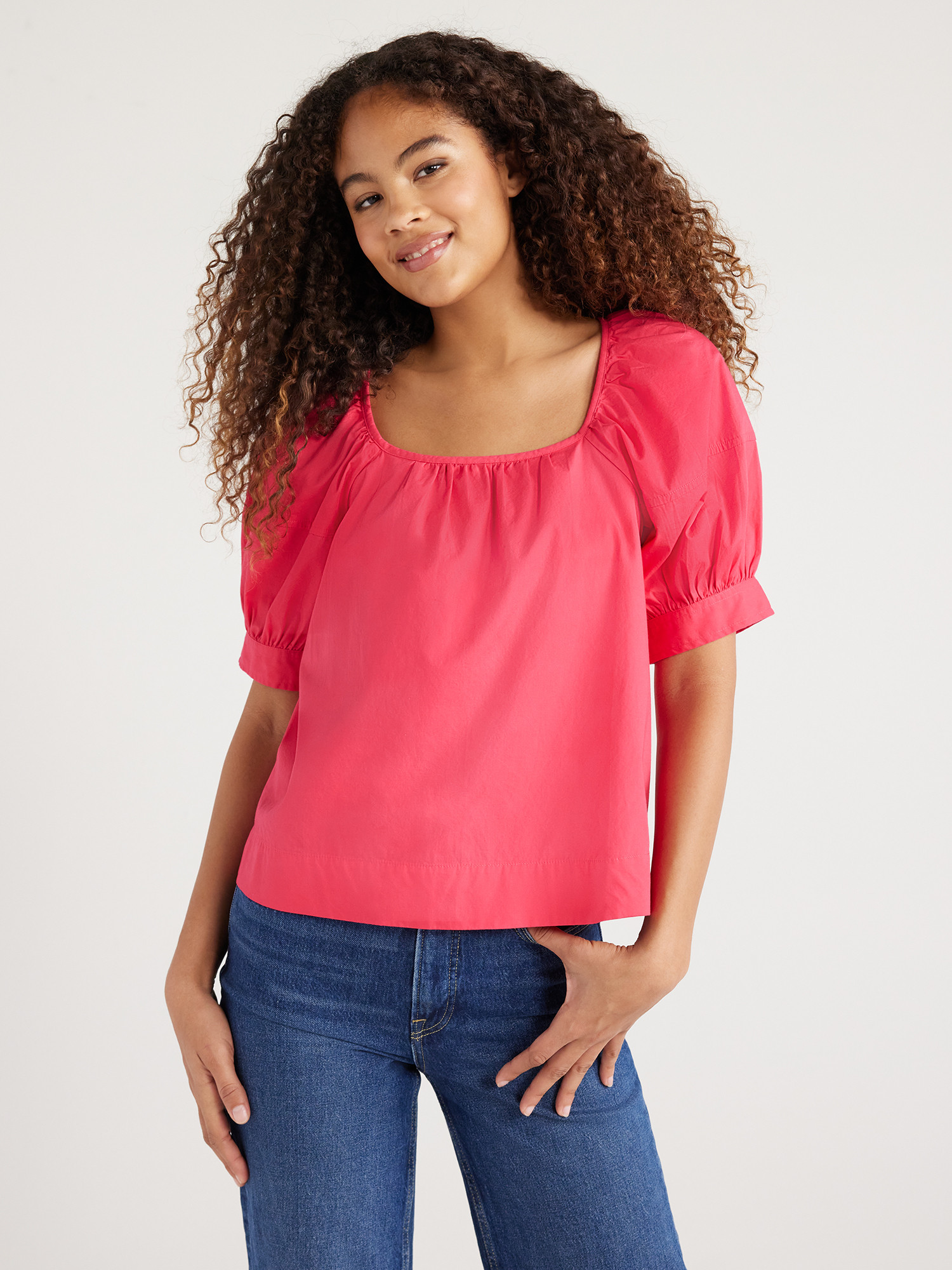 Free Assembly Women’s Puff Sleeve Top, Sizes XS-XXXL | Walmart (US)