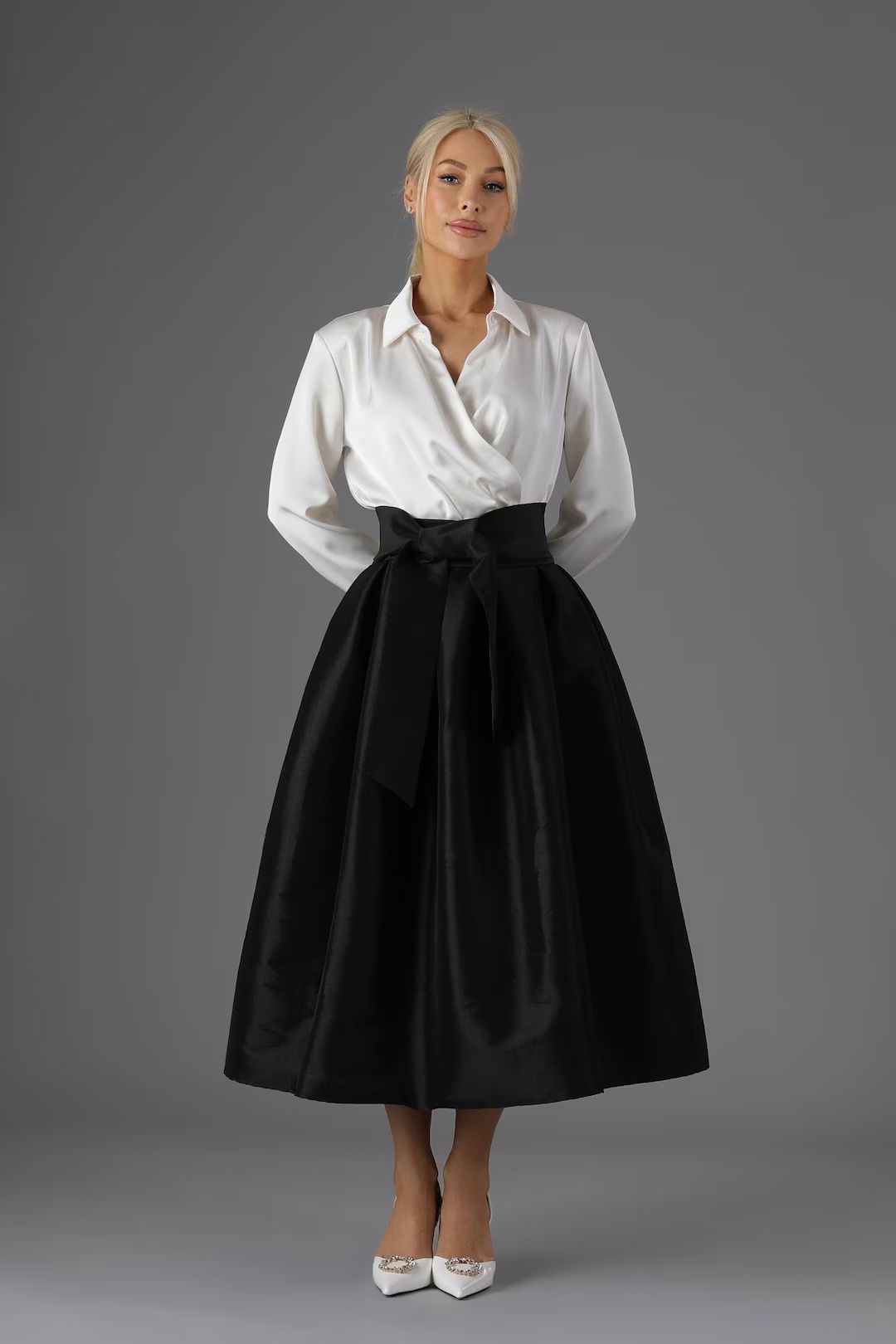 Black Taffeta Skirt With Pockets Skirt for Women Classic Skirt Ball Gown Skirt Formal Skirt Weddi... | Etsy (US)