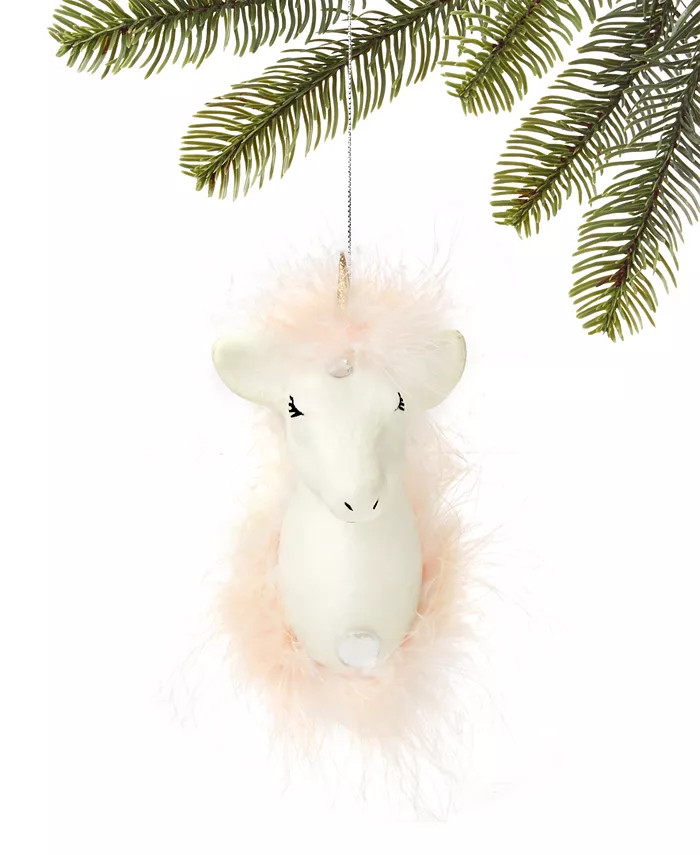 Holiday Lane Shimmer and Light Pink and White Fabric Unicorn Ornament, Created for Macy's - Macy'... | Macy's