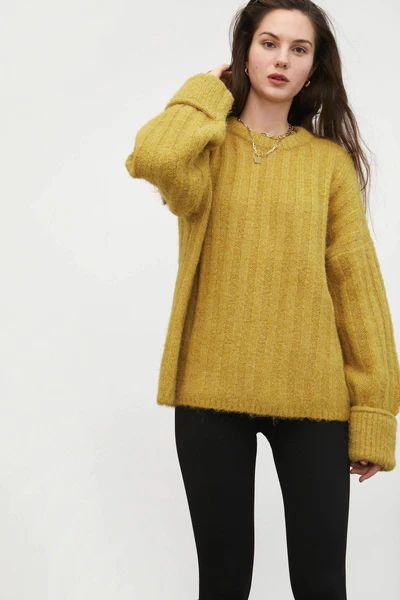 Cozy Mustard Ribbed Sweater | J.ING