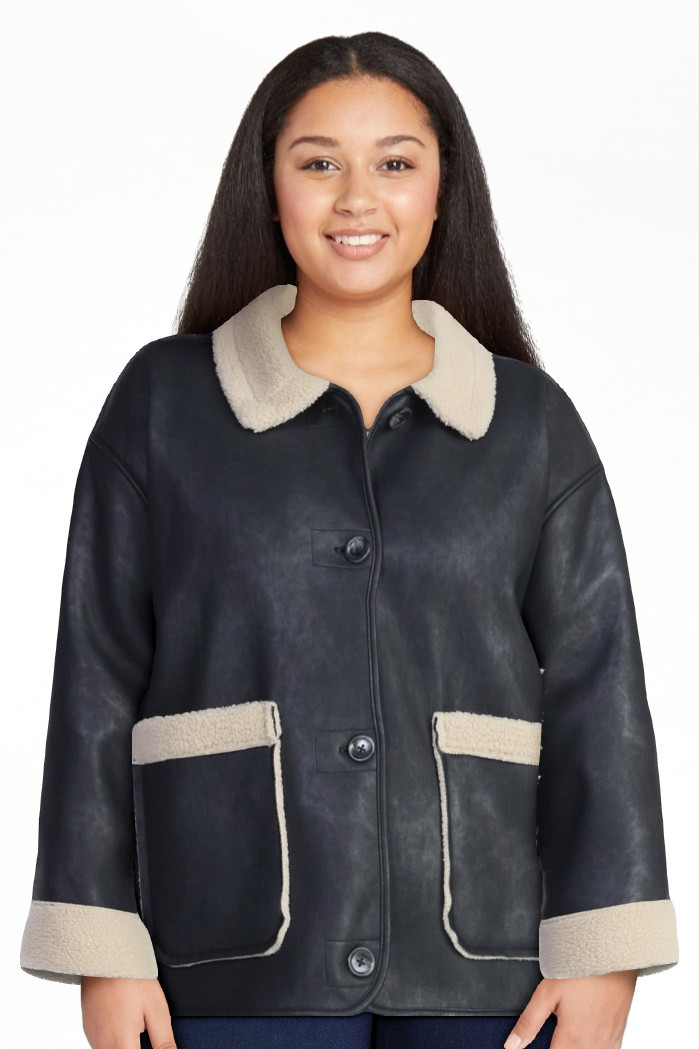 Time and Tru Women's and Women's Plus Bonded Faux Shearling Jacket, Sizes XS-2X | Walmart (US)