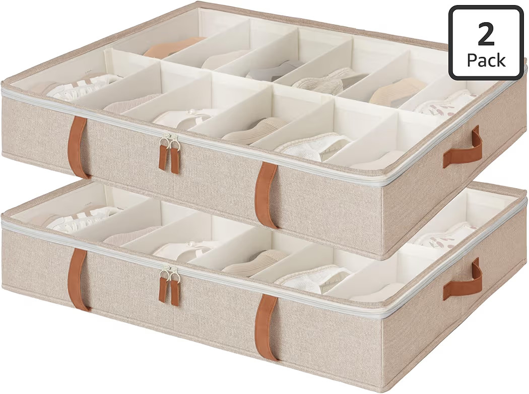 StorageWorks Shoe Organizer for Closet, Fits up to 24 Pairs, 2-Pack Ultra-thick Fabric Under Bed ... | Amazon (US)