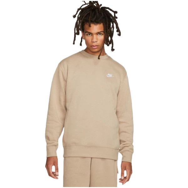Men's Nike Sportswear Club Fleece Crewneck Sweatshirt XLarge Khaki/White | Scheels