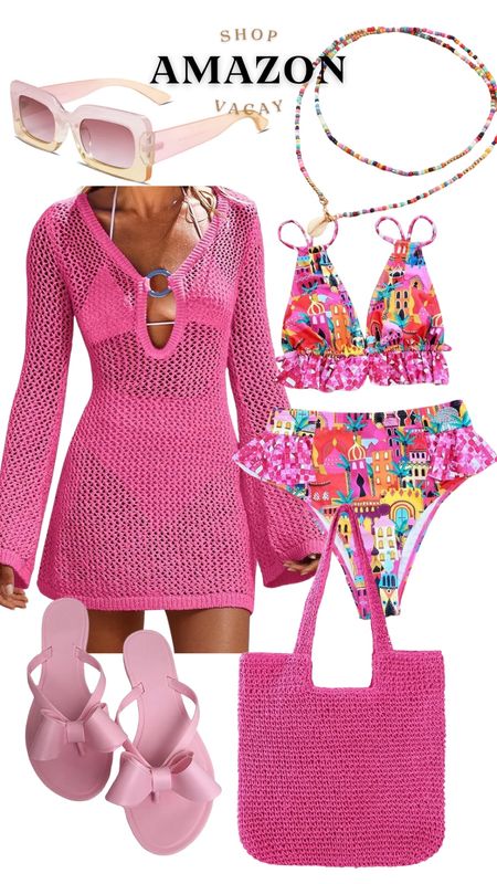 Amazon, cover up, bikini, vacation outfit, travel outfit, spring outfit, beach bag, flip flops, beach sandals 

#LTKfindsunder100 #LTKtravel #LTKswim