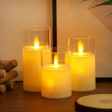 DONGPAI Glass Flameless Candles Battery Operated LED FLameless Flickering 3D Wick Pillar Candles for | Walmart (US)