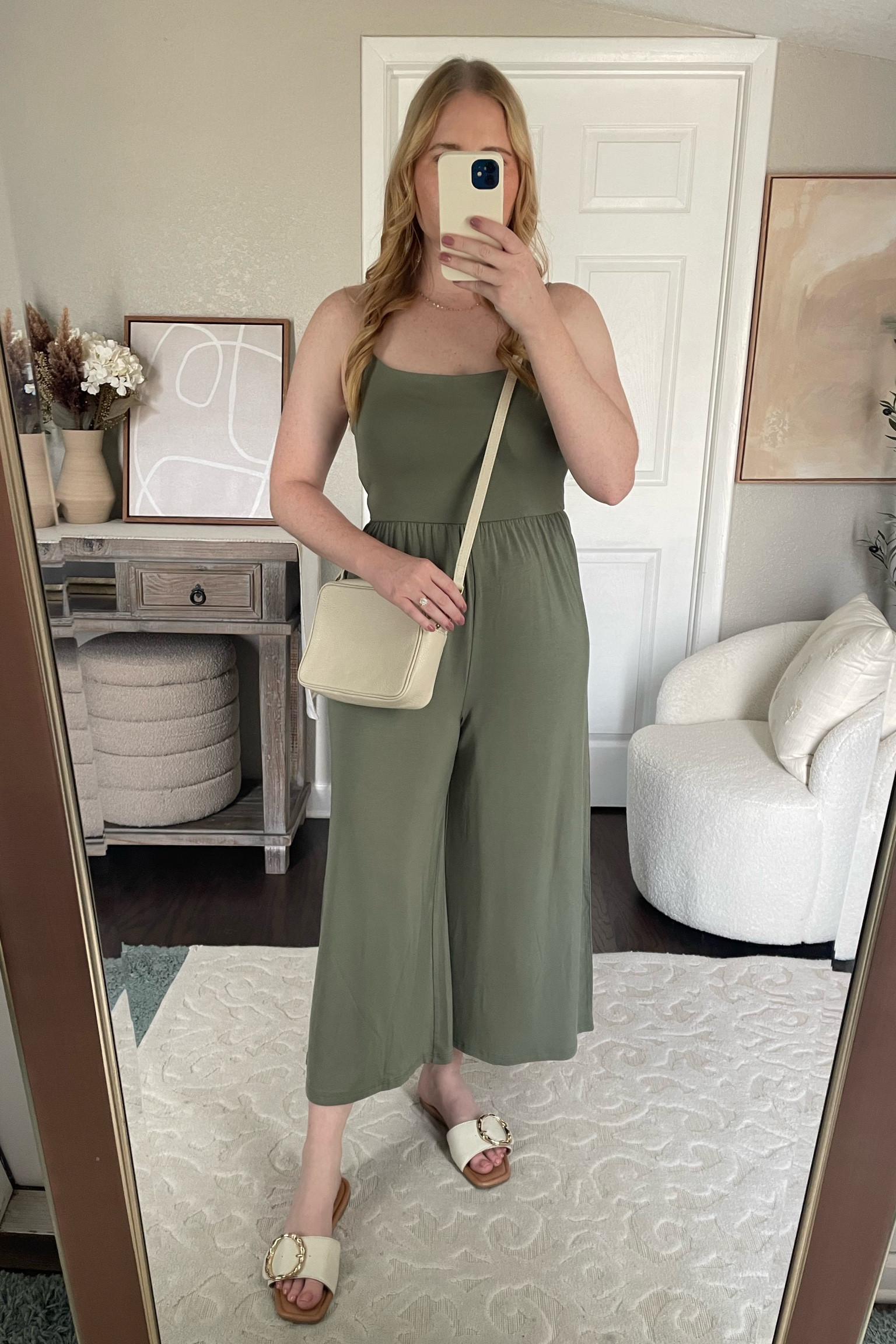Tencel Jersey Wide Leg Jumpsuit wearing size: medium, sage green color. So soft!! Gentle on skin, feels like high end luxury but for under $50!! Fits TTS. #quince #jumpsuit 

#LTKSeasonal #LTKFindsUnder50 #LTKMidsize