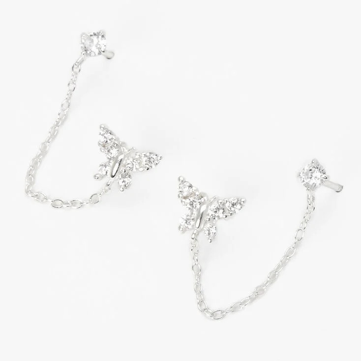 C LUXE by Claire's Sterling Silver Butterfly Ear Connector Earrings | Claire's (UK)