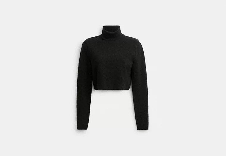 Coach Outlet Signature Knit Cropped Turtleneck - Black, Size: X-Large | Coach Outlet US