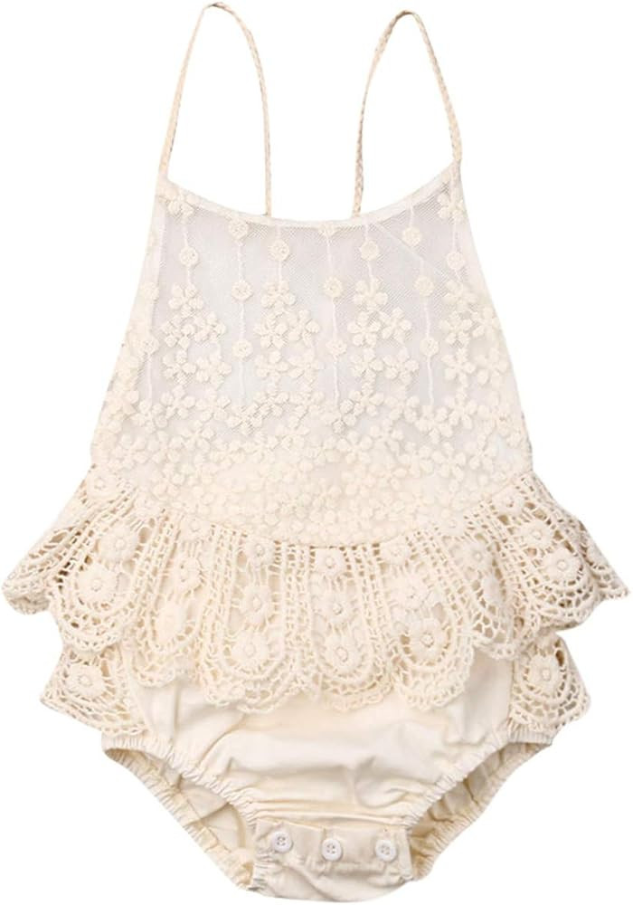 FIOMVA Baby Girl Lace Romper Bodysuit Outfits for Birthday,photoshoot,photography,Cake Smash,Gift | Amazon (US)