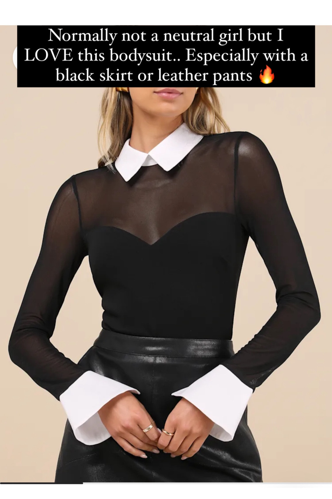 Black and white mesh long sleeve bodysuit / black and white collar bodysuit / chic bodysuit / date night bodysuit 


#LTKSeasonal #LTKFindsUnder50 #LTKStyleTip