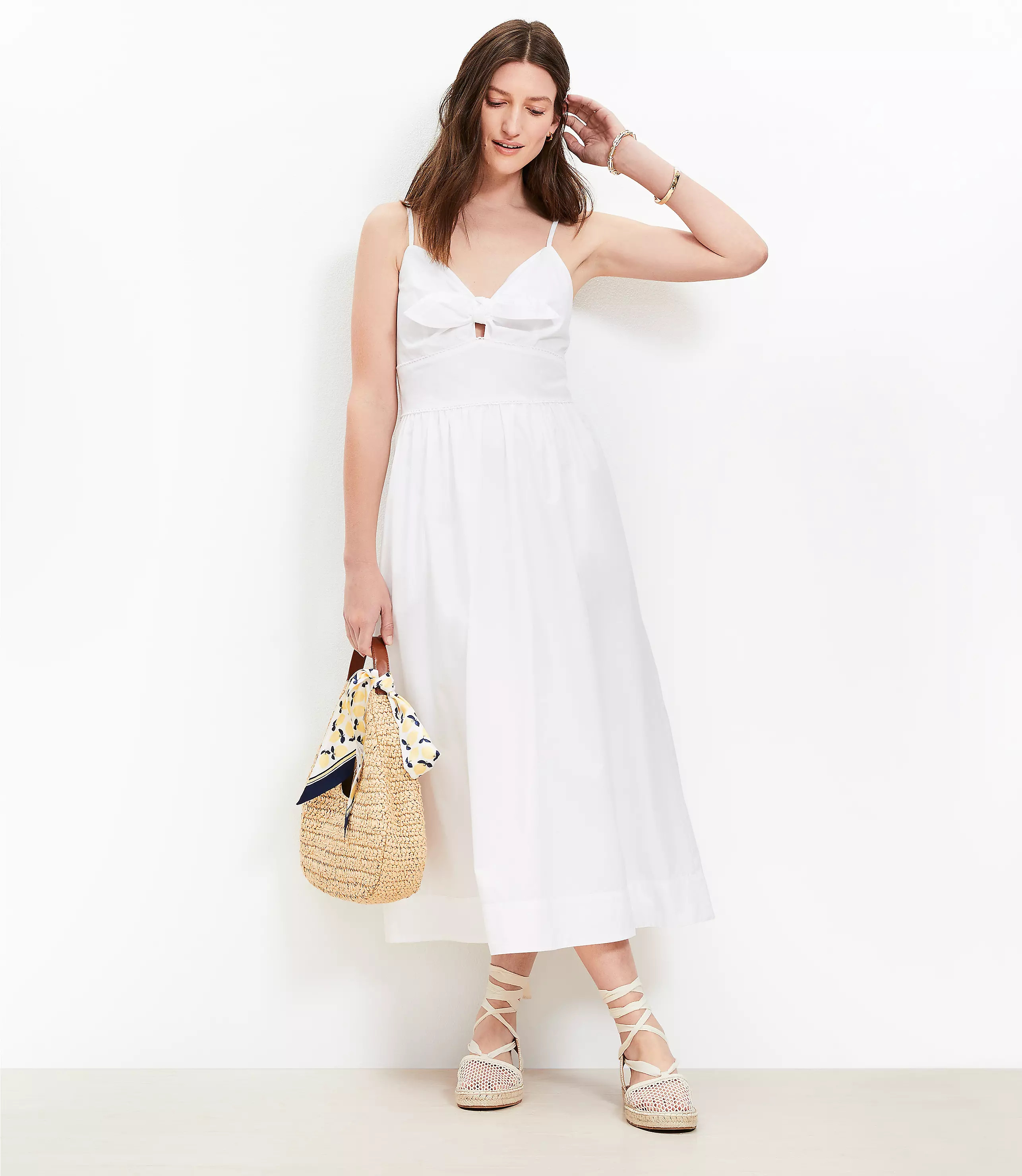 Tie Poplin Midi Pocket Dress | LOFT