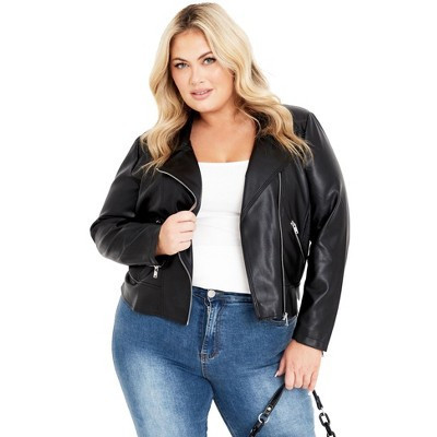 Avenue Kara Biker Jacket - 26/28, Black | Target