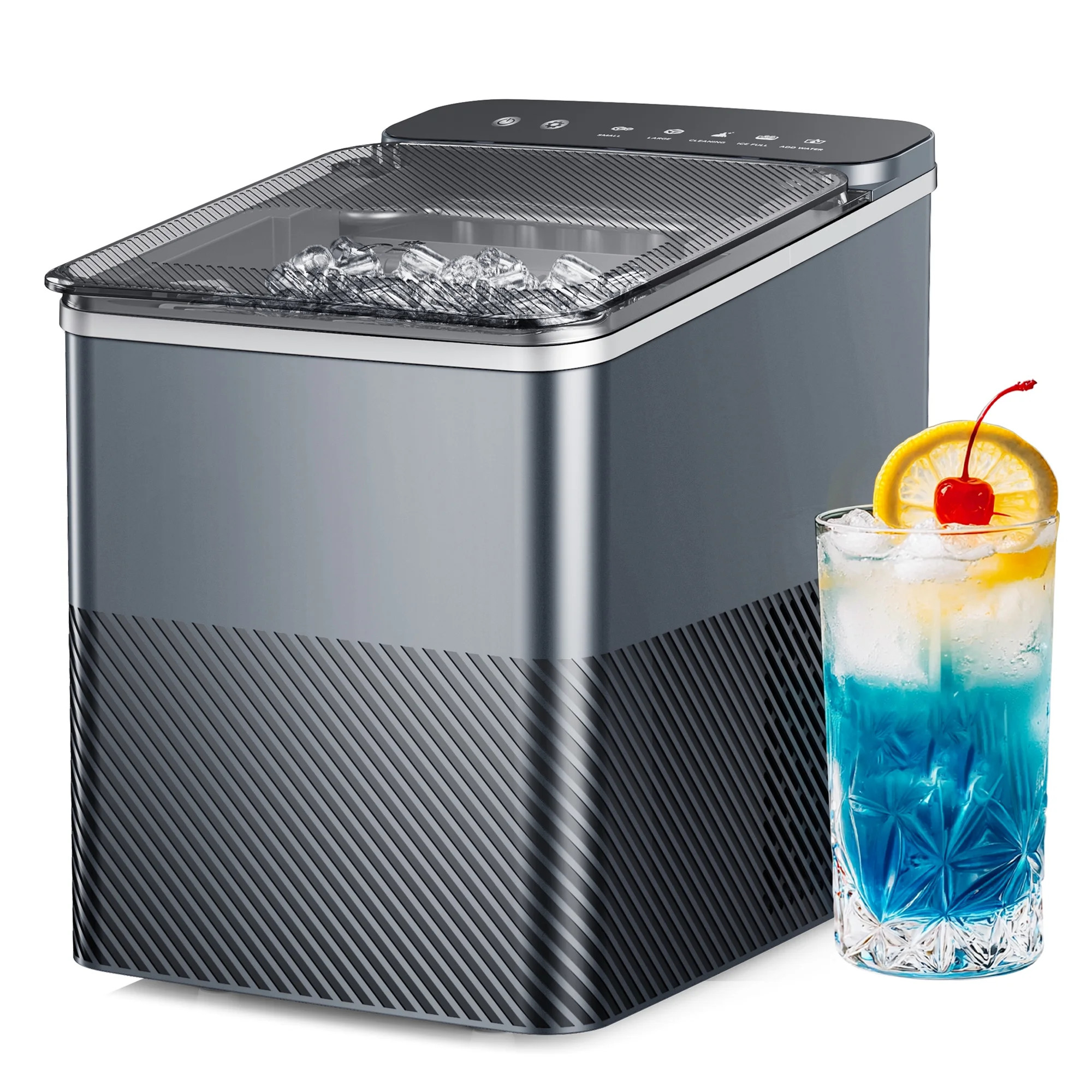 Simzlife Ice Maker Countertop, 9 Cubes Ready in 6 Mins, 26lbs in 24Hrs, Self-Cleaning Ice Machine... | Walmart (US)
