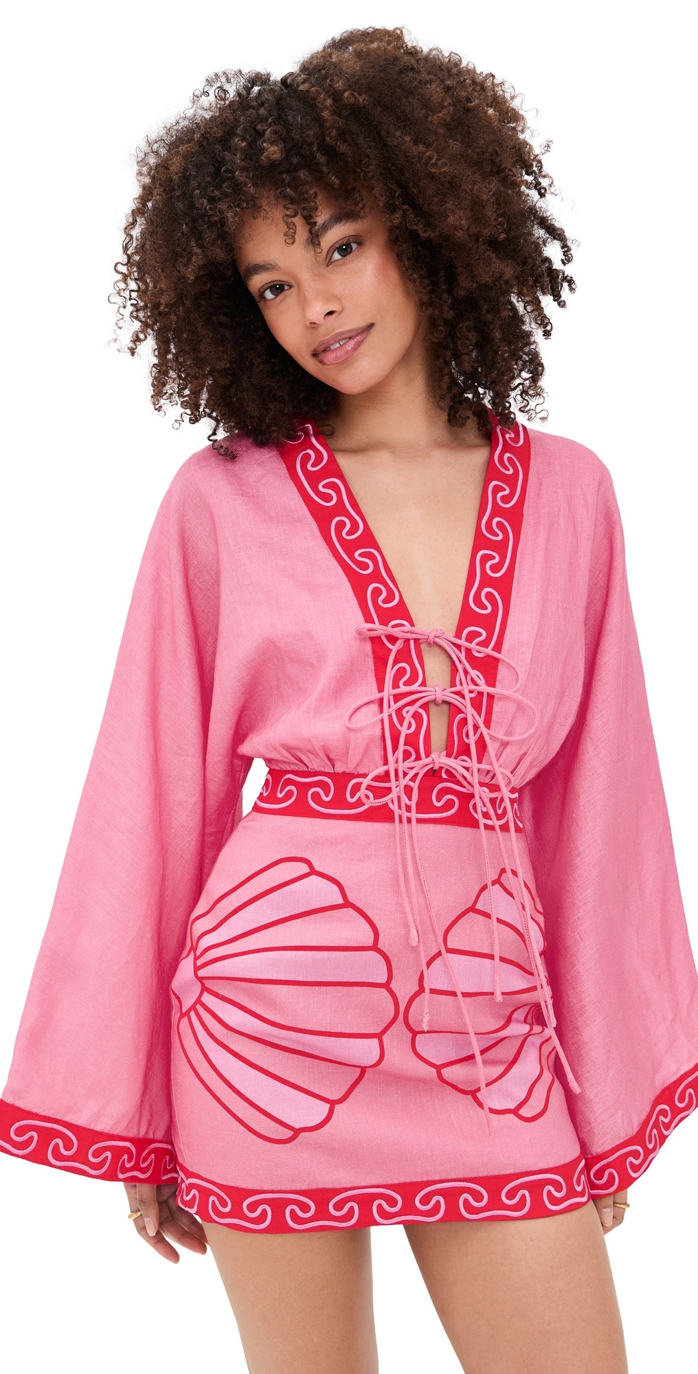 The Wolf Gang Concha Long Sleeve Mini Dress Candy Shell L | Shopbop