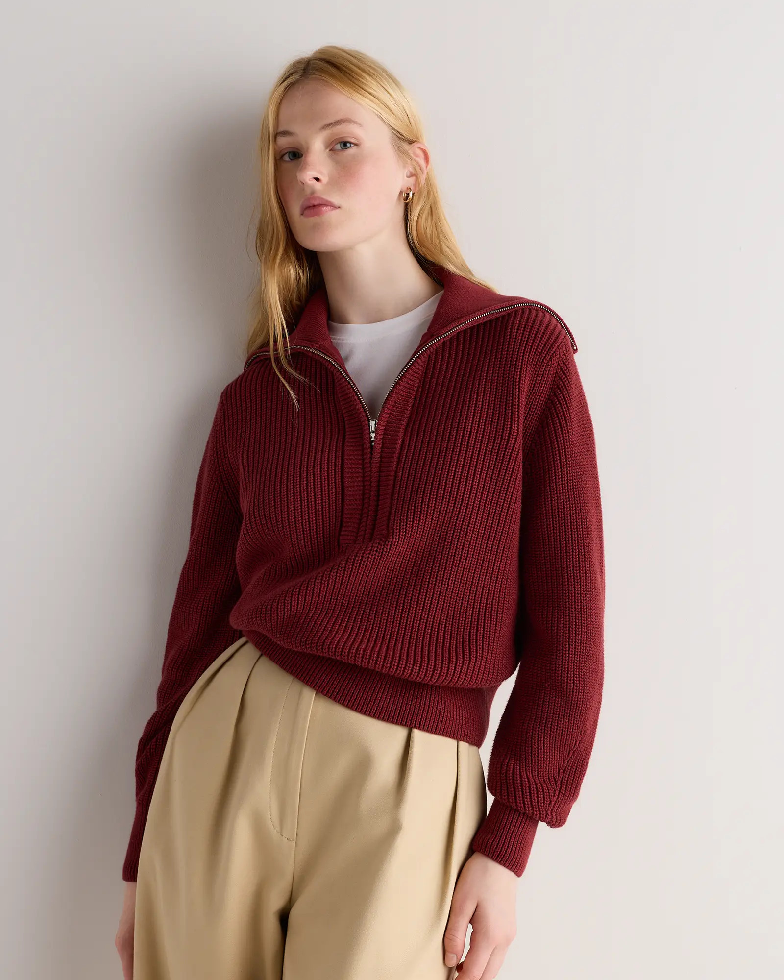 Organic Cotton Collared Quarter Zip Sweater | Quince
