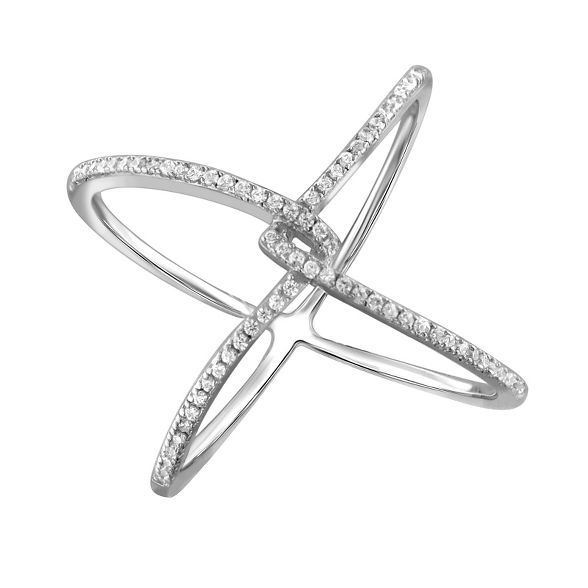 1/7 CT. T.W. Round-Cut White Diamond Prong Set Geometric Ring in Sterling Silver | Target