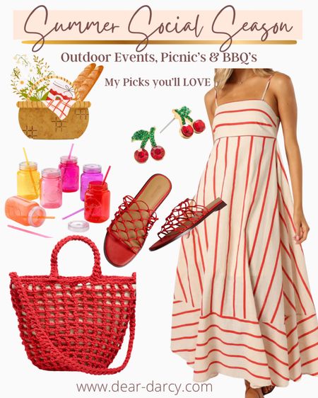 Summer social season - What to wear to a outdoor BbQ/ picnics/ 
Amazon

Backyard BbQ
Roof Top drinks 
Picnics in the Park

Summer Stripe dress, so perfect for summer events, fits well, comfortable and darling 

Maxwell crochet bag and sandals 

Bauble bar earring (set of 7) 

Fun colorful summer outdoor cups perfect for Patios/ pools and picnics

#ootd  #aummerdresses 

#LTKStyleTip