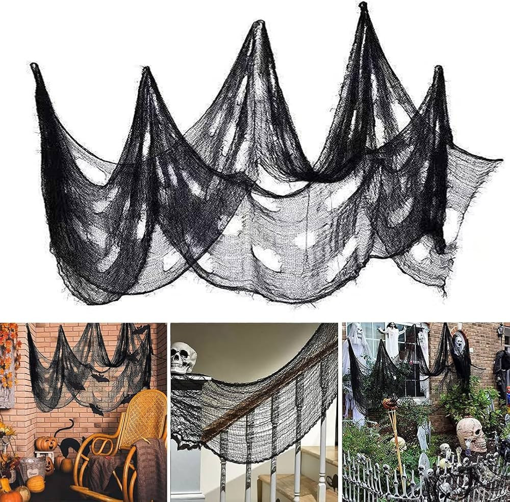 3 Pcs 30 x 78 Inch Halloween Black Creepy Cloth, Halloween Black Spooky Cloth Black Gauze Scary f... | Amazon (CA)