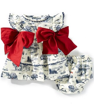 Edgehill Collection Baby Girls Sleeveless Flag Toile Print Side-Bow Dress | Dillard's | Dillard's