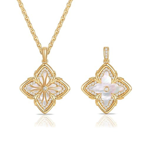 MEVECCO Gold Four Leaf Clover Necklace for Women 14K Gold Plated Clover Pendant Necklace With Diamond Fashion Lucky Clover Necklace for Jewelry Gift | Amazon (US)