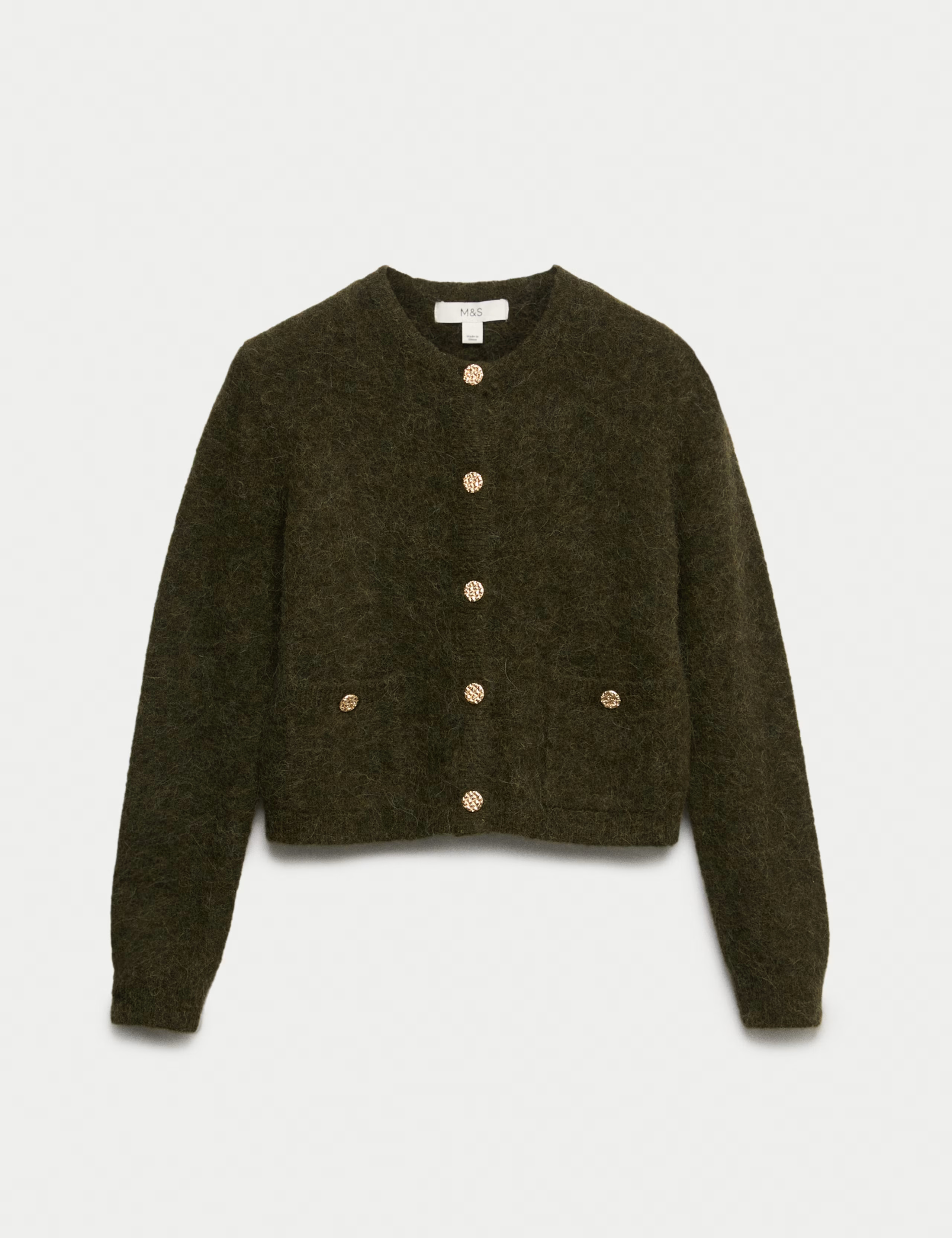 Alpaca Blend Button Front Cropped Cardigan | Marks & Spencer (UK)