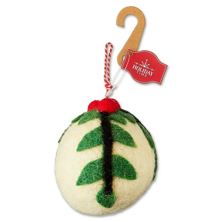 Red and Green Felt Ball Christmas Ornament, 3", by Holiday Time | Walmart (US)