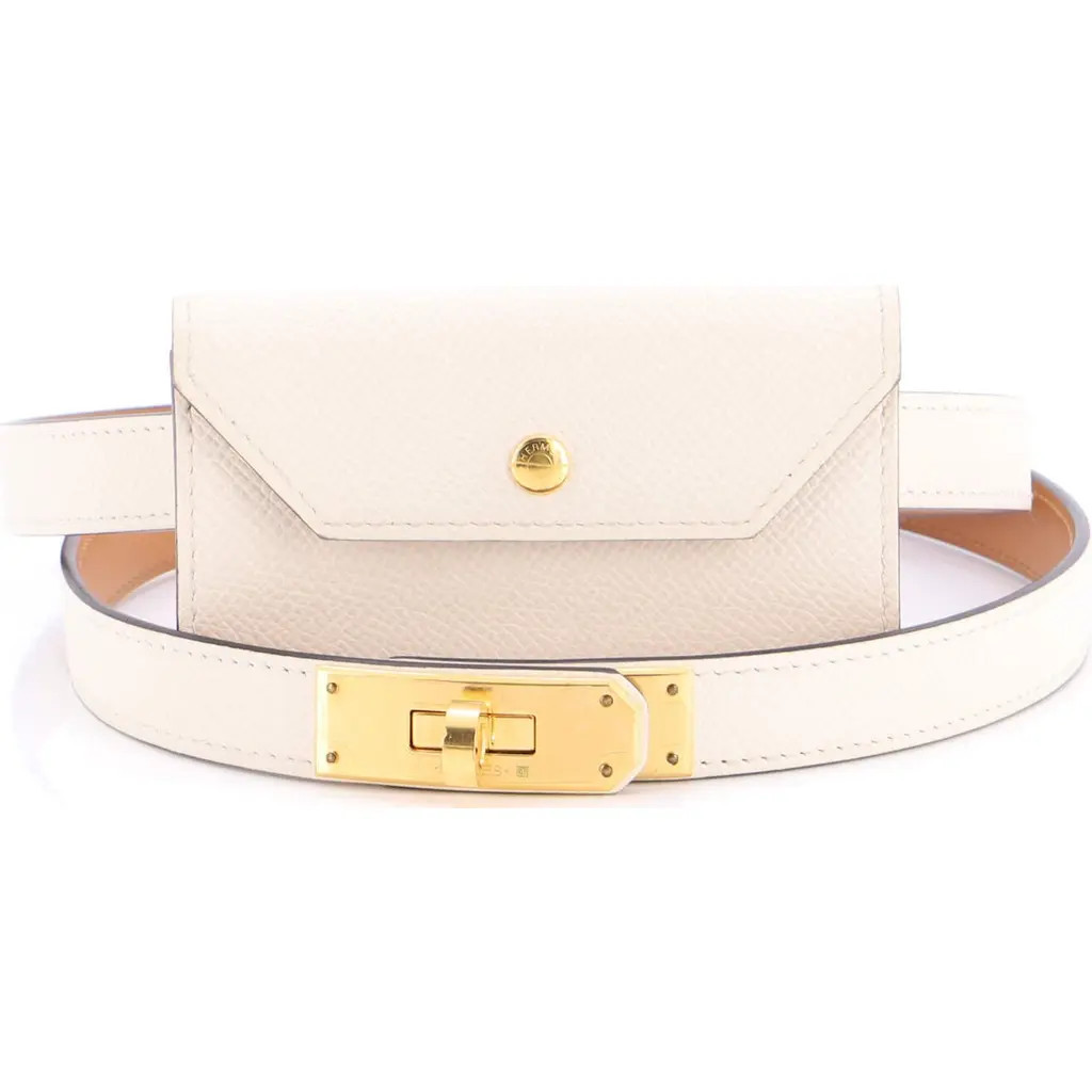 Pre-Owned Hermes Kelly Pocket Belt Leather Thin in White at Nordstrom | Nordstrom