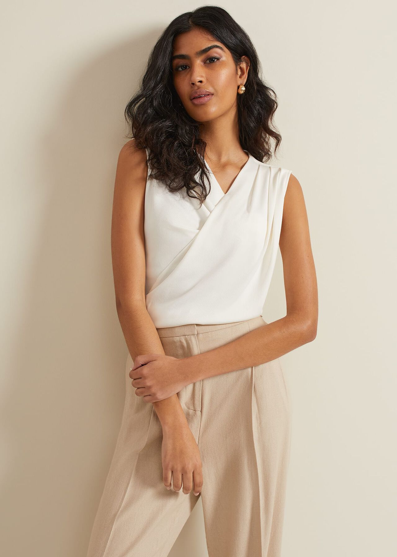 Sutton Sleeveless Drape Rib Top | Phase Eight (UK)