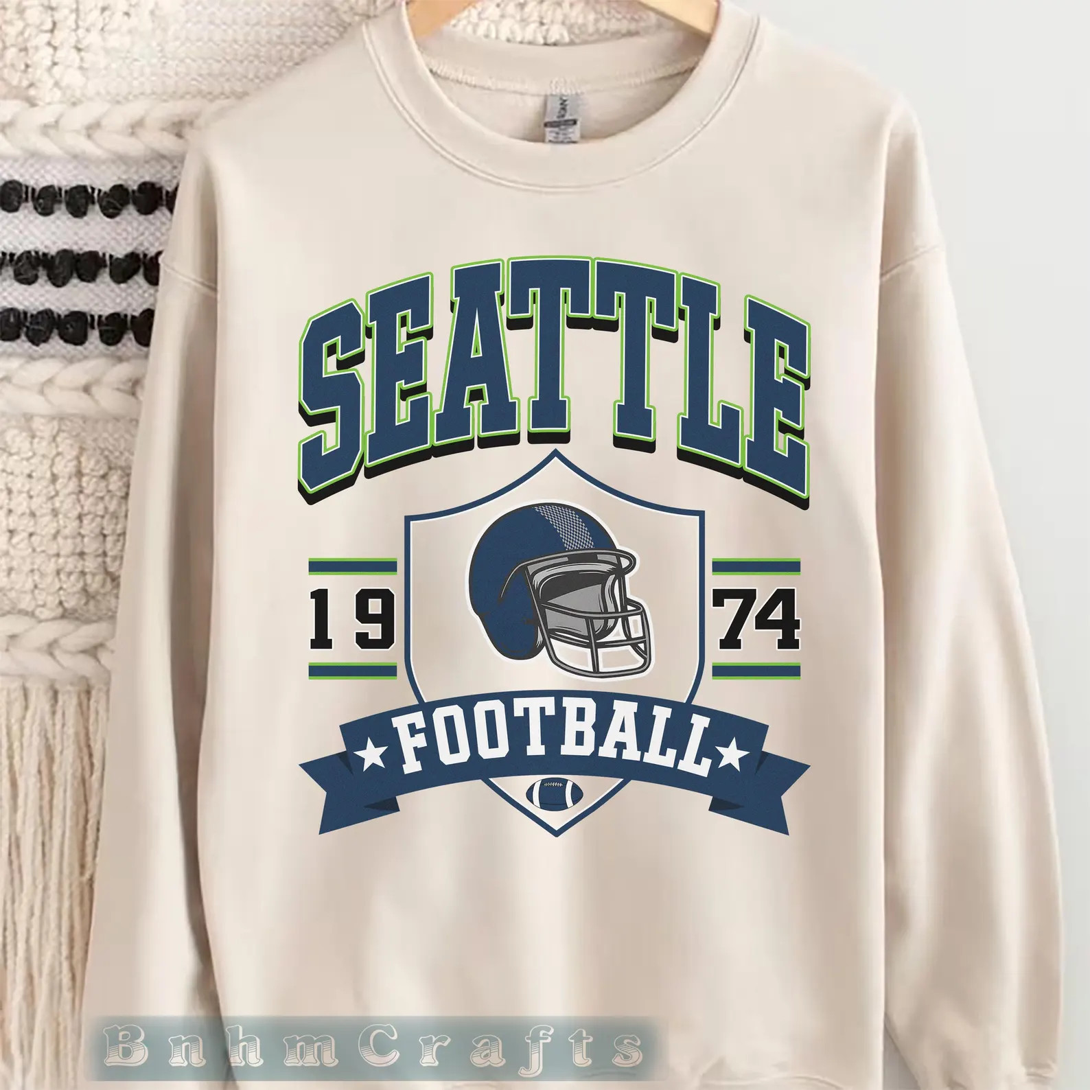 Seattle Football Sweatshirt, Vintage American Crewneck, Football Fan Gifts, Game Day Football Shi... | Etsy (US)