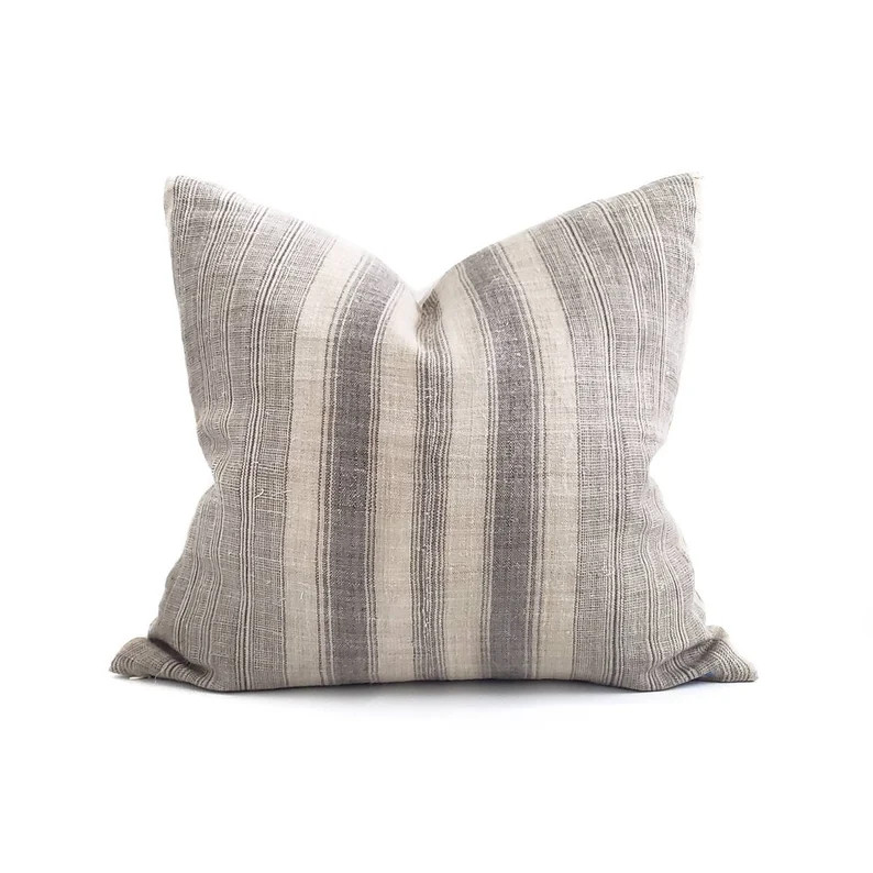 Hmong Pillow 2021.5 Grey Stripe Hmong Hemp - Etsy | Etsy (US)