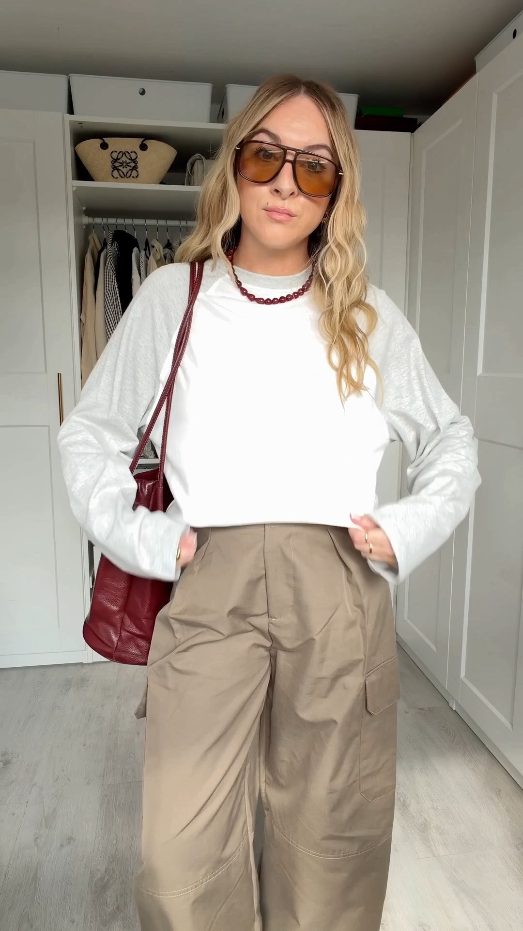 Casual transitional outfit with a raglan sleeve t-shirt & cargo trousers.
I wear S in the top & 8 in the trousers

#LTKautumn #LTKsale #LTKFashionMonth