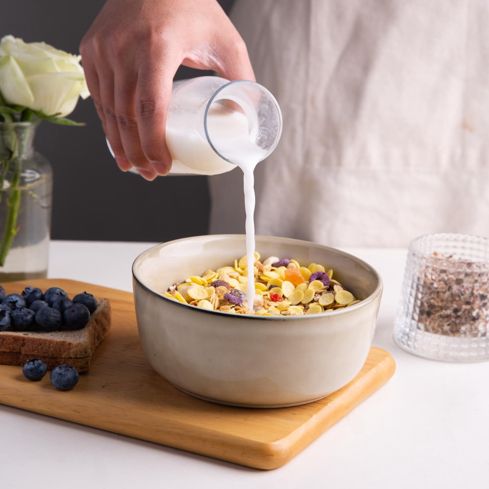 AmorArc Cereal Bowls Set of 6 for Kitchen, 26oz Stoneware Soup Bowls Set for Cereal Soup, Modern ... | Amazon (US)