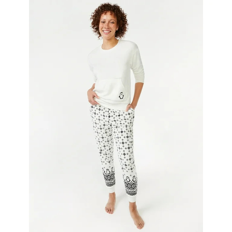 Joyspun Women's Plush Penguin Long Sleeve Top and Pants Pajama Set, 2-Piece, Sizes up to 3X - Wal... | Walmart (US)