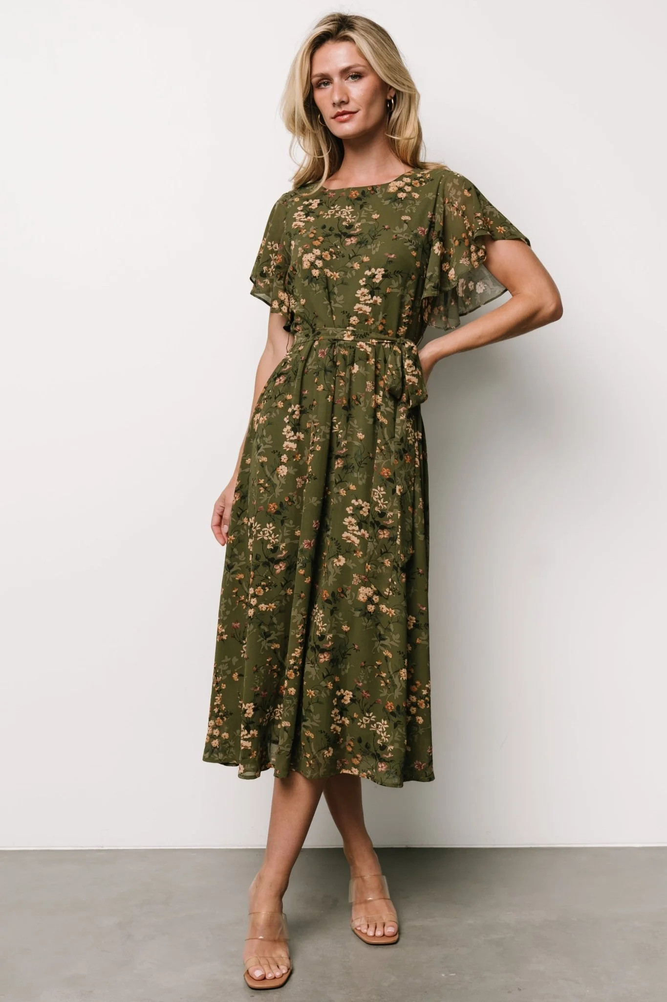 Laurel Midi Dress | Olive Floral | Baltic Born