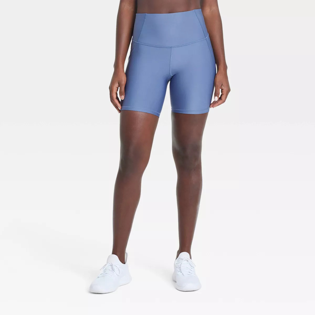 Women's Effortless Support High-Rise Pocketed Bike Shorts 6" - All In Motion™ Mudstone Blue XS | Target