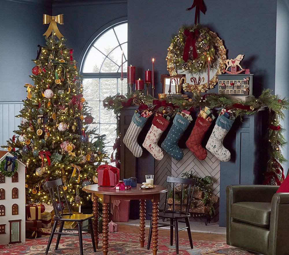 Chris Loves Julia Faux Pine Light Up Ribbon Garland | Pottery Barn Kids