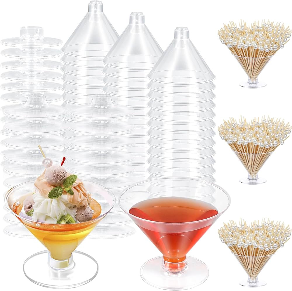 KesaPlan 80 Pack Plastic Martini Glasses Disposable Cocktail Glasses 5 oz Martini Plastic Cocktai... | Amazon (US)