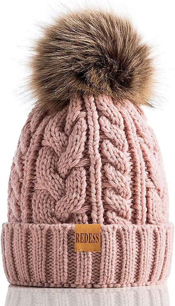 REDESS Women Winter Pompom Beanie Hat with Warm Fleece Lined, Thick Slouchy Snow Knit Skull Ski C... | Amazon (US)