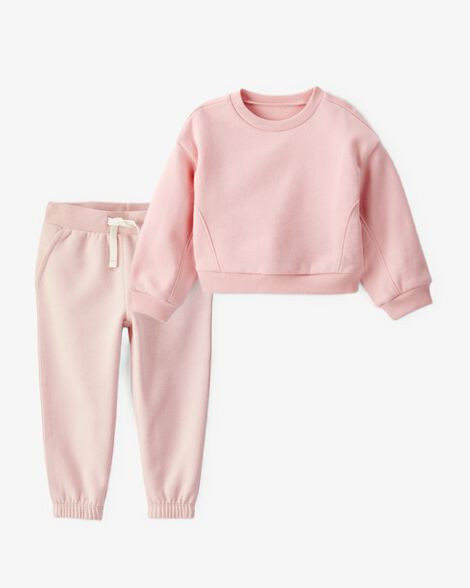 Toddler Girl 2-Piece Daydream Fleece Pullover Sweatshirt & Joggers Set - Pink | Carter's Inc