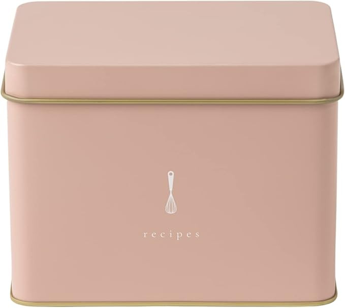 Recipe Tin in Pink | Classic and Neutral | Includes 25 Blank Recipe Cards | Gold Metallic Interio... | Amazon (US)