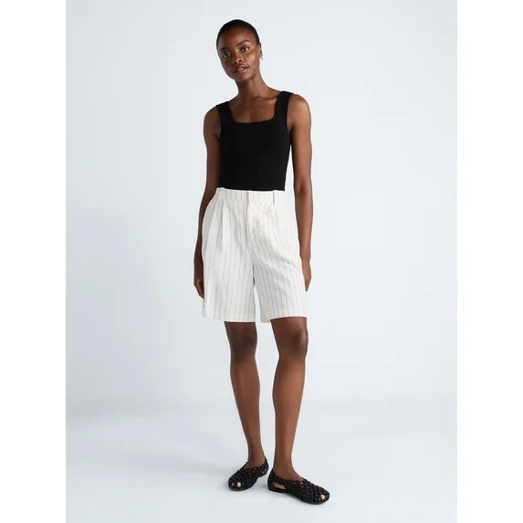 Scoop Women’s Pleated Bermuda Shorts, 9'' Inseam, Sizes 0-26W | Walmart (US)