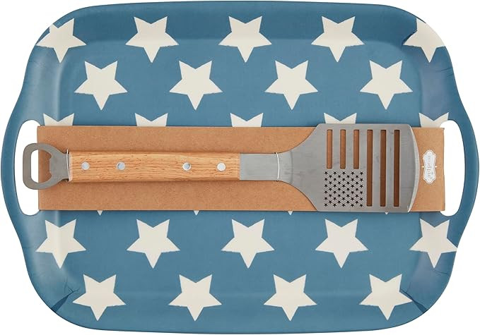 Mud Pie 11 x 16 1/2" 12" Americana Tray Spatula Set, Blue | Amazon (US)