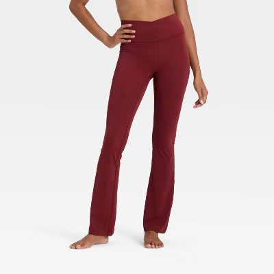 Women's Everyday Soft Crossover Flare Leggings - All In Motion™ Maroon XXL | Target