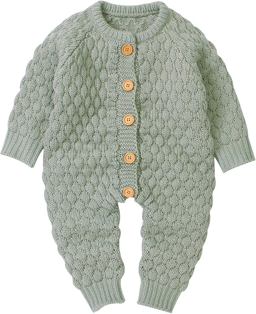 Hadetoto Newborn Baby Knitted Sweater Romper Longsleeve Toddler Coveralls Jumpsuits | Amazon (US)