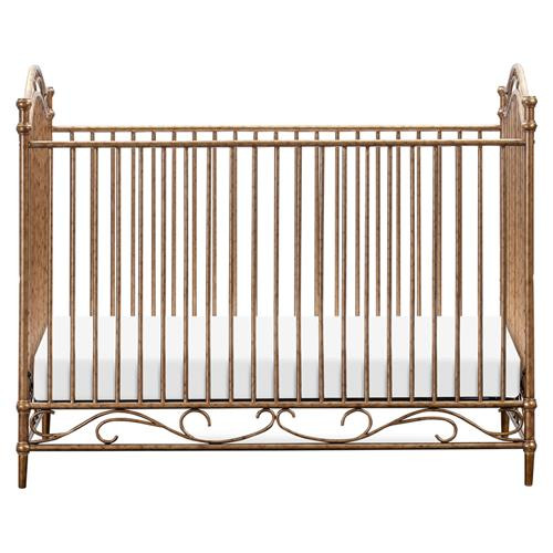Namesake Camellia French Vintage Gold Steel 3-in-1 Convertible Crib | Kathy Kuo Home