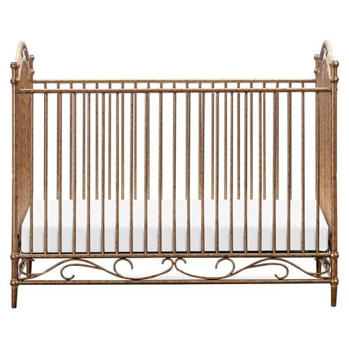 Namesake Camellia French Vintage Gold Steel 3-in-1 Convertible Crib | Kathy Kuo Home