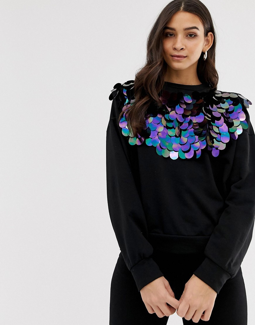 Forever Unique sequin sweatshirts-Black | ASOS (Global)