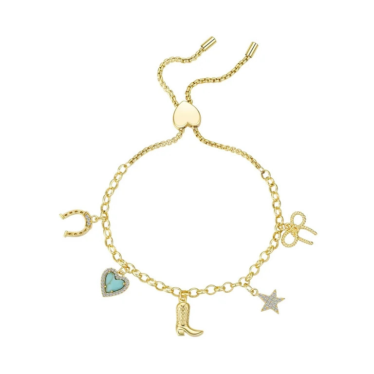 Believe by Brilliance Women's Cubic Zirconia Turquoise Heart Western Cowgirl Bolo Bracelet - Walm... | Walmart (US)